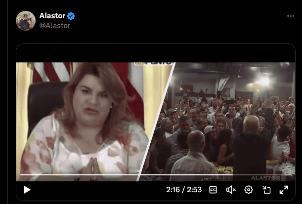 Screenshot of Alastor’s video showing Jennifer González and a crowd at a rally, highlighting her alignment with Trump.